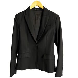 THEORY Black Gabe Blazer Jacket Single Breasted Wool Career Slim Stretch 6 GUC